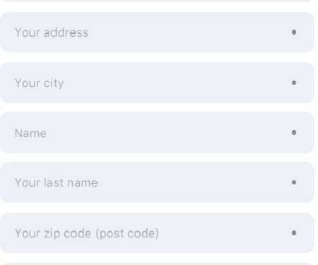 Registration form 1win with fields for Your address, City, Name, Last name and Zip/Post code