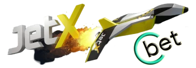 3D logo JetX and Cbet, featuring with a dynamic fiery orange and yellow effect near a graphic of a yellow jet plane