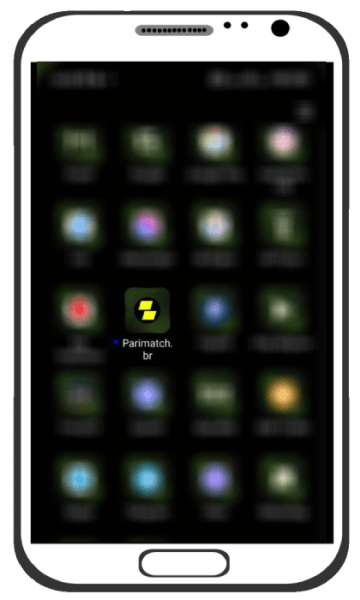 Iphone showing an open menu, with a highlighted gambling platform 'Parimatch'