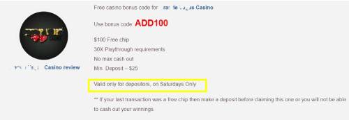 A banner featuring a bonus code 'ADD100' at an online casino with detailing information about its using