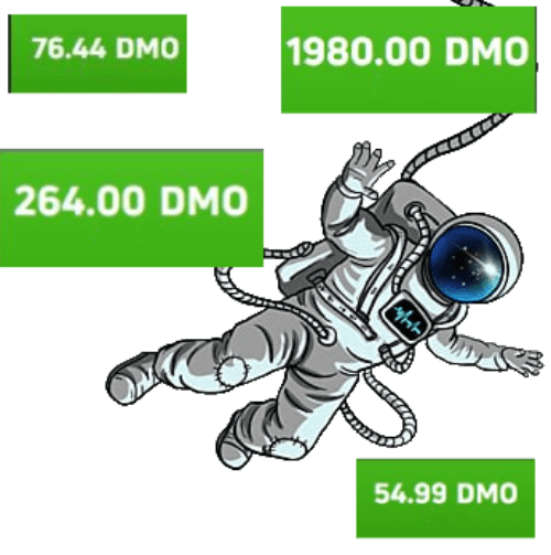 Un astronaute flottant avec différents montants DMO