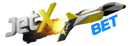 Logotipo JetX e 1xbet com gráfico de um avião a jato amarelo